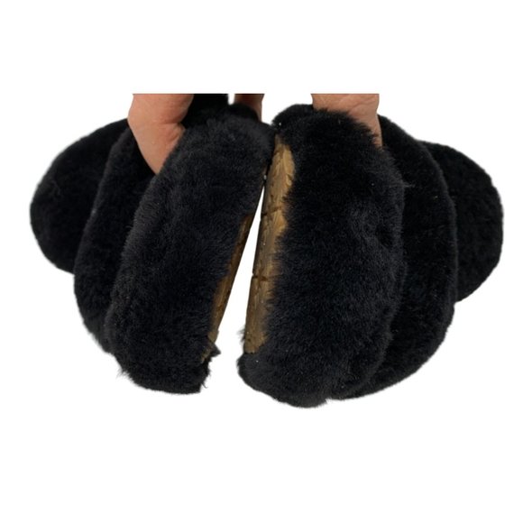 UGG Womens Fluff Oh Yeah Slide Slippers Sherpa Black Size 8 EUC $120 6806 Sling - Picture 7 of 12